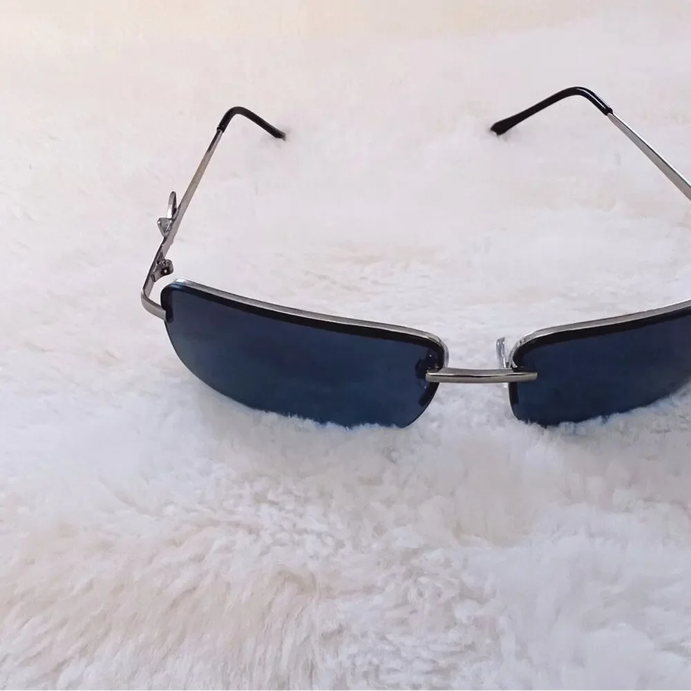Delia Blue Rimless Butterfly Accent Sunglasses